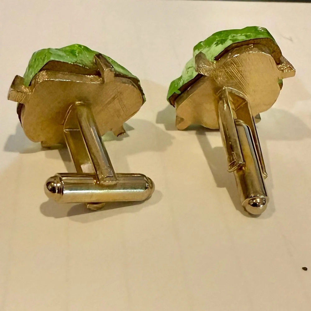 Green Stone Retro Cuff Links